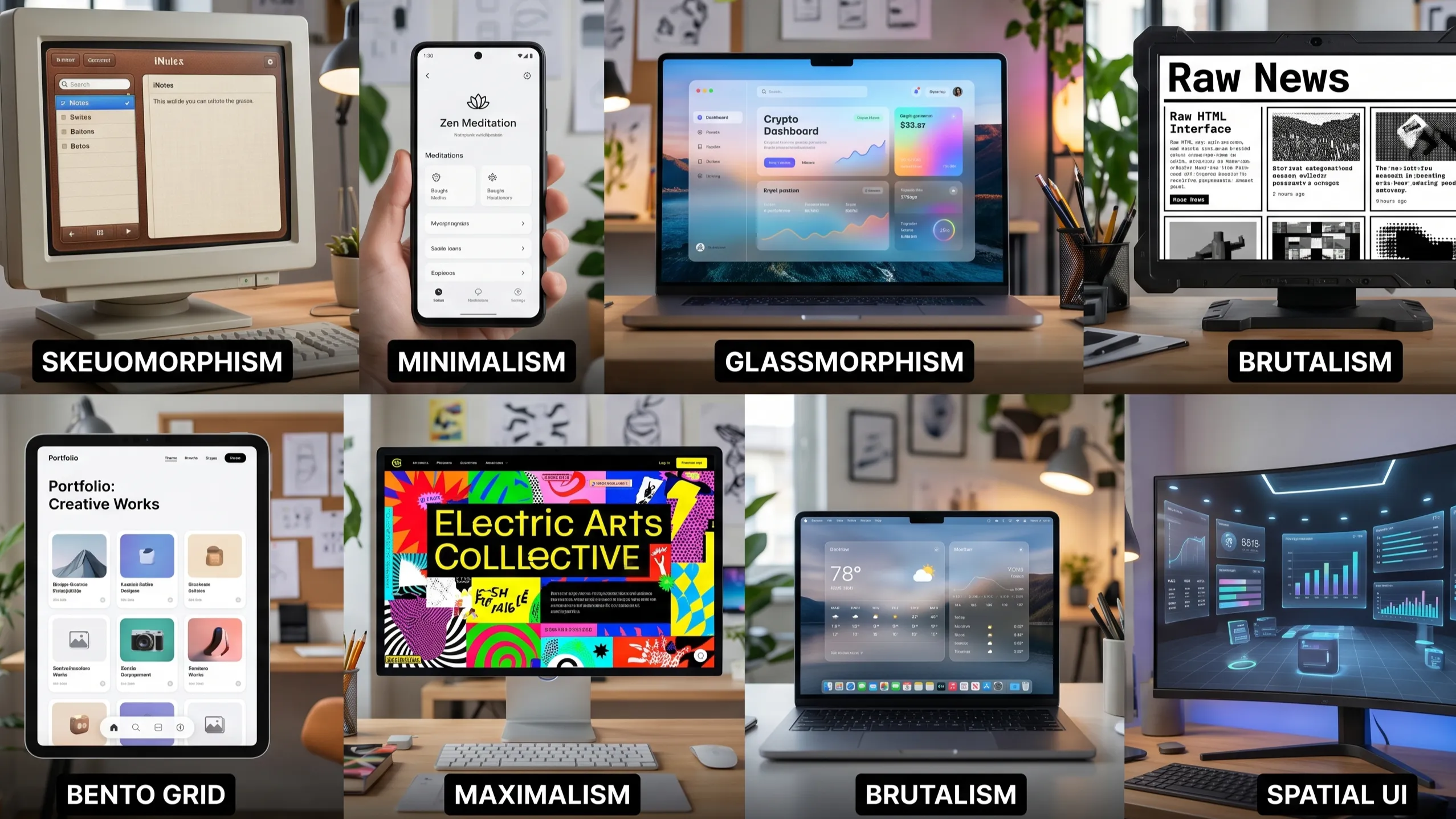 Every Major UI Design Style Explained: From Glassmorphism to Spatial UI article hero image