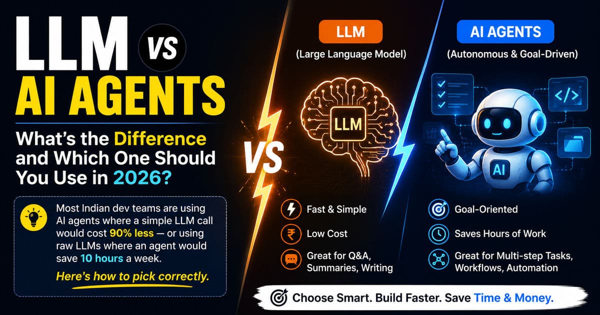 LLM vs AI Agents: What's the Difference and Which One Should You Use in 2026? article hero image