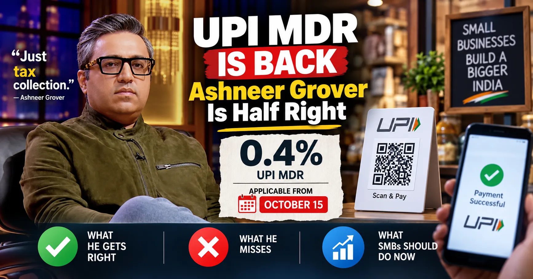 UPI MDR Is Back — Ashneer Grover Is Half Right | APXTECK article hero image
