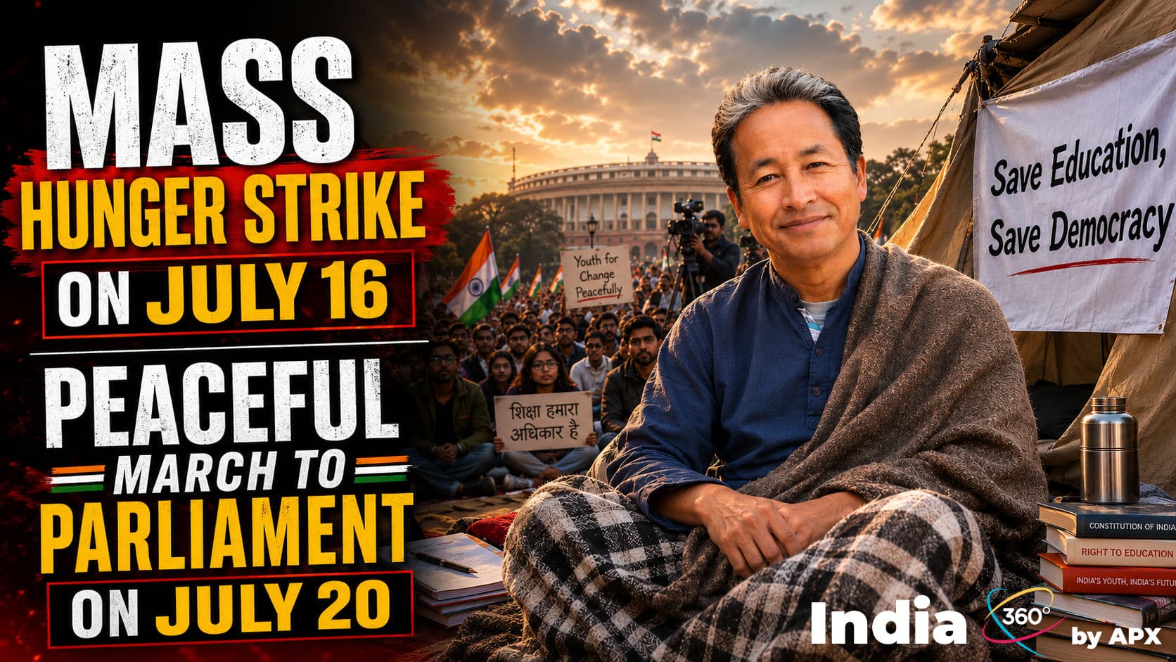 Sonam Wangchuk Hunger Strike LIVE: CJP Announces Mass Hunger Strike on July 16, Peaceful Parliament March Planned for July 20 article hero image